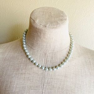 Light Blue Vintage Faux-Pearl Necklace